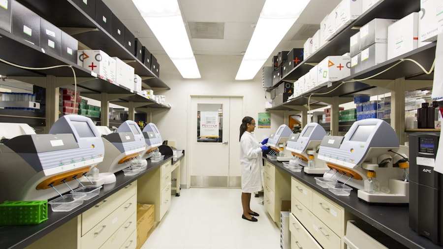 Medical professional preparing laboratory samples for testing